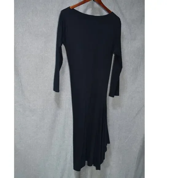 Elm Design Black Asymmetrical Long Sleeve Pima Cotton Dress Size 4 - Picture 1 of 4